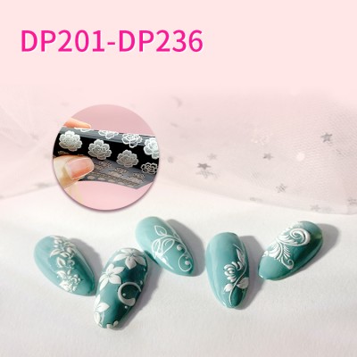 3D or 4D nail art sticker white color and soft nail decal for artic design