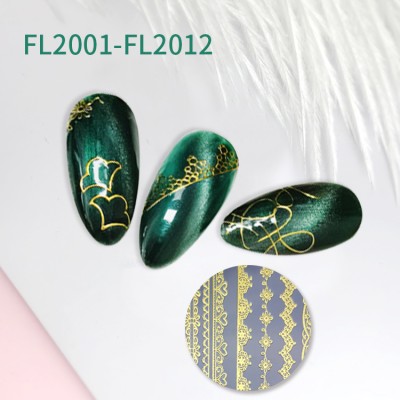 Nail art decal 3D gold line designs nail sticker